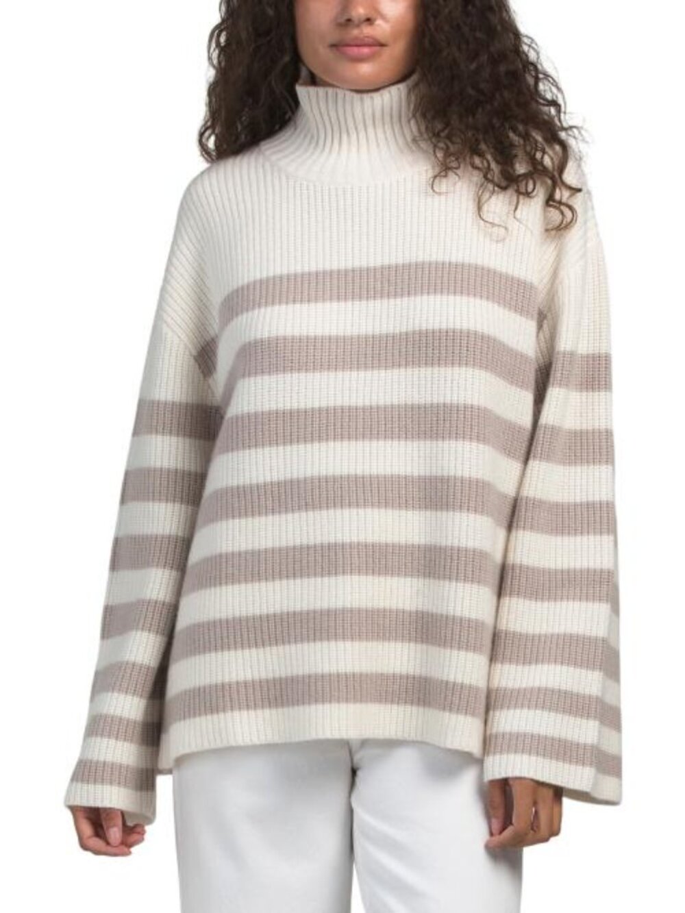 NAADAM Cashmere Striped Turtleneck Sweater